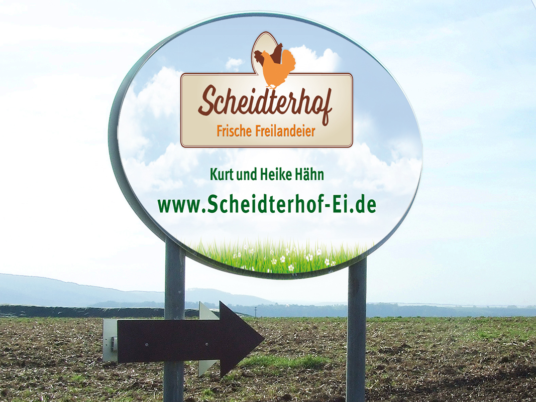 Firmen-Schild | Scheidterhof Freilandeier