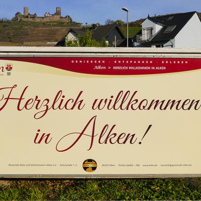 Außenwerbung Schild Alken Willkommen 